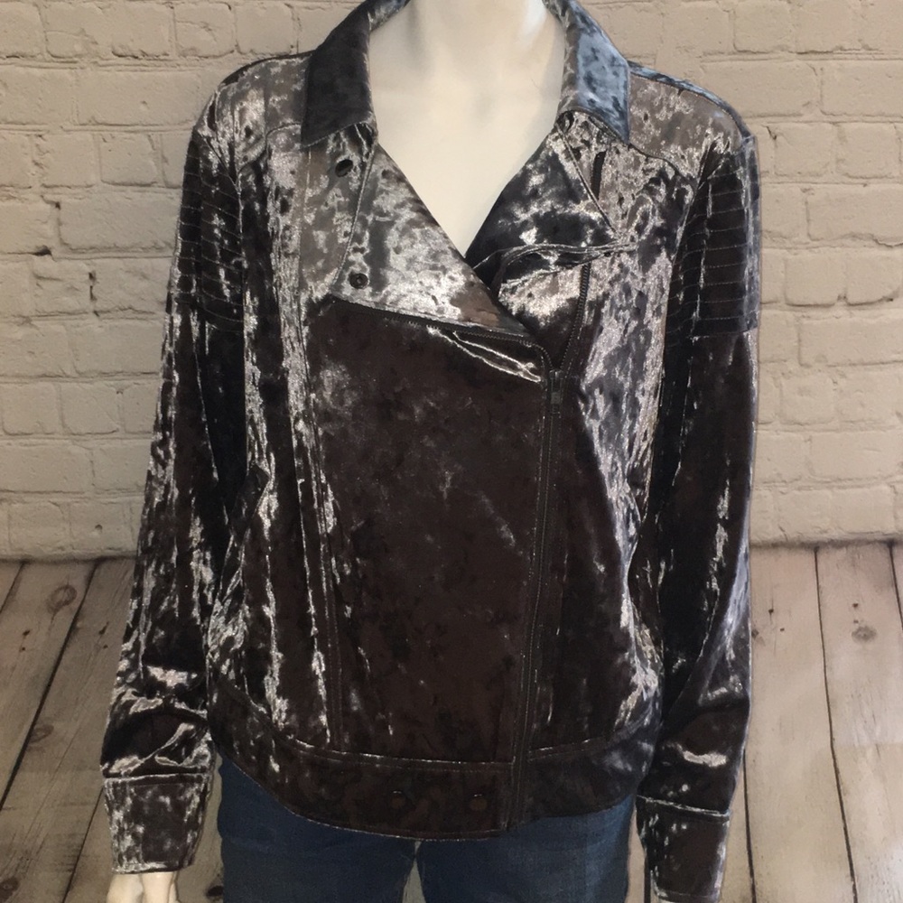 Melrose and market velour moto jacket